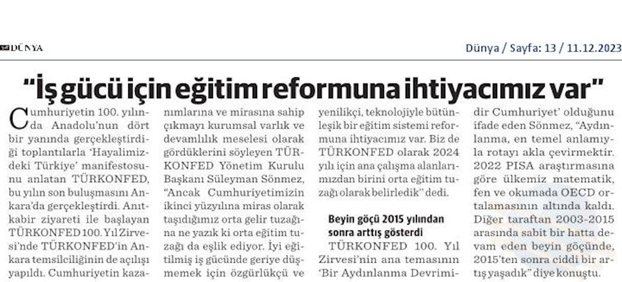 TÜRKONFED 100 Yil Başkanlar Zirvesi 10 Aralik 2023 Ankara - 23