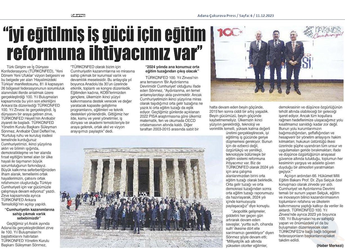 TÜRKONFED 100 Yil Başkanlar Zirvesi 10 Aralik 2023 Ankara - 28