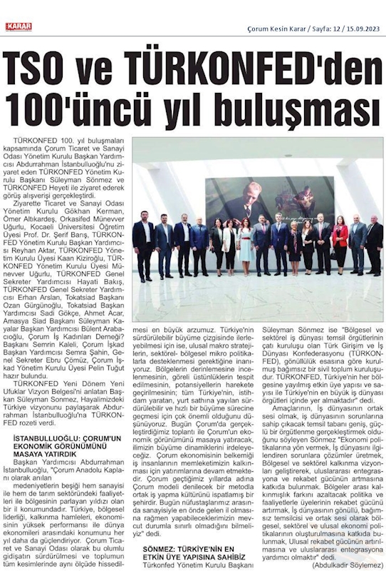 TÜRKONFED 100 Yil Buluşmalari 13 Eylul 2023 Corum - 13