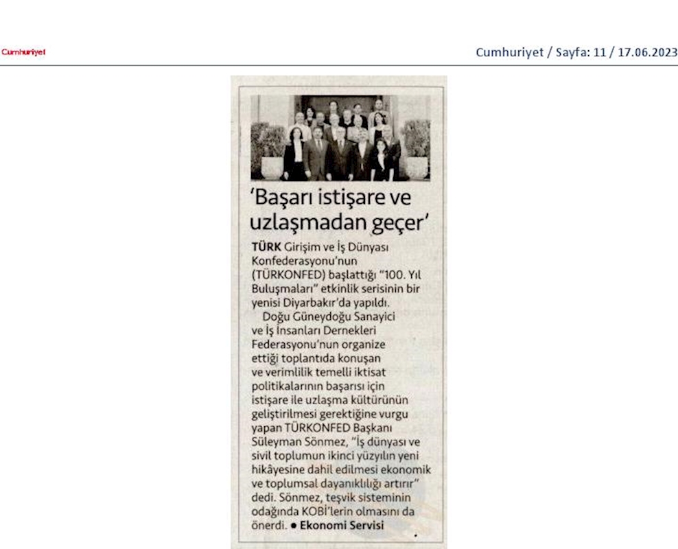 TÜRKONFED 100 Yil Buluşmalari 14 Haziran 2023 Diyarbakir - 3