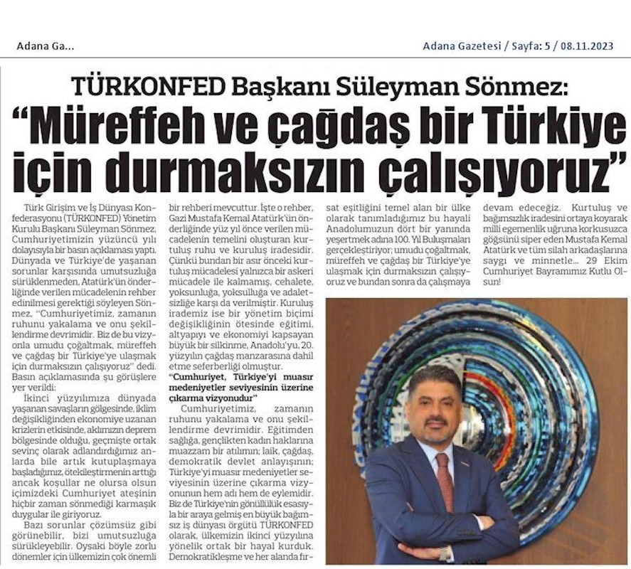 TÜRKONFED 100 Yil Buluşmalari 8 Kasim 2023 Gaziantep - 5