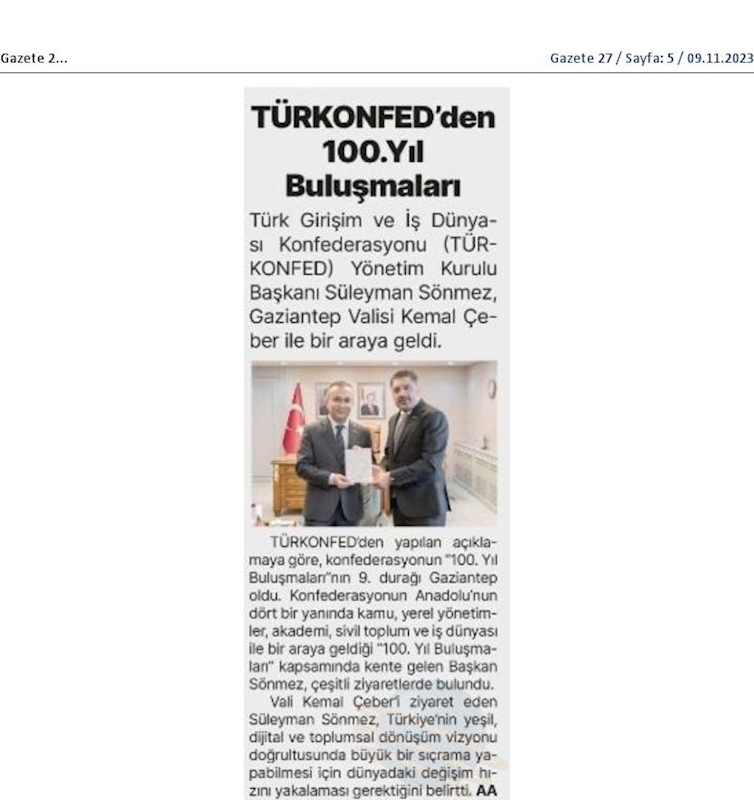 TÜRKONFED 100 Yil Buluşmalari 8 Kasim 2023 Gaziantep - 8