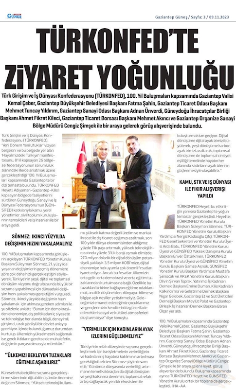 TÜRKONFED 100 Yil Buluşmalari 8 Kasim 2023 Gaziantep - 14