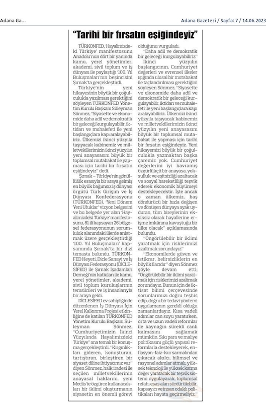 TÜRKONFED 100 Yil Buluşmalari 9 Haziran 2023 Sirnak - 26