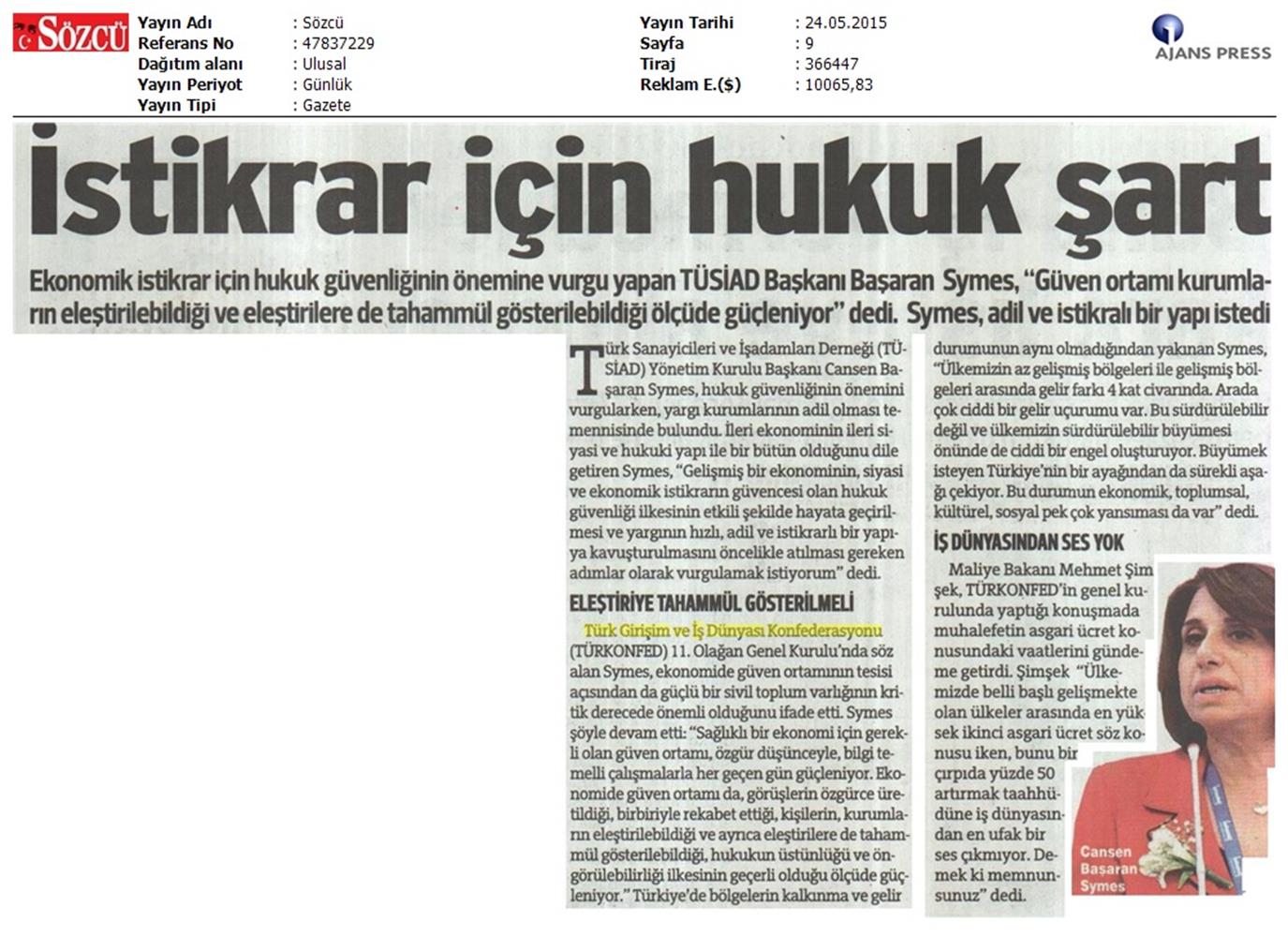 TÜRKONFED 11 Olagan Genel Kurulu Yazili Basin Yansimalari - 9