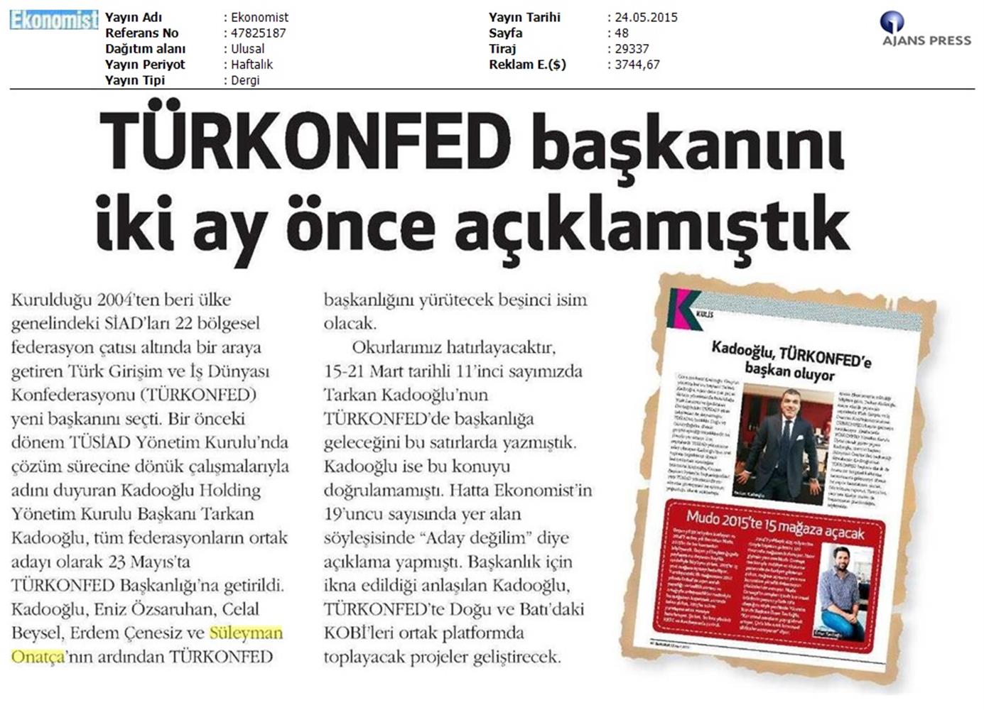 TÜRKONFED 11 Olagan Genel Kurulu Yazili Basin Yansimalari - 15