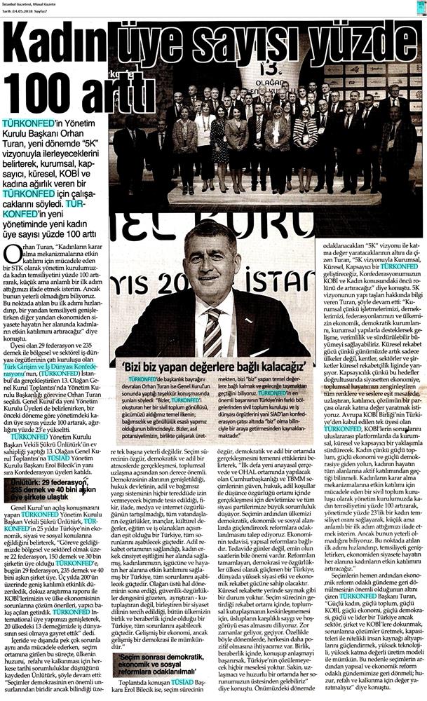 TÜRKONFED 13 Olagan Genel Kurulu Basin Yansimalari 12 Mayis 2018 Istanbul - 17