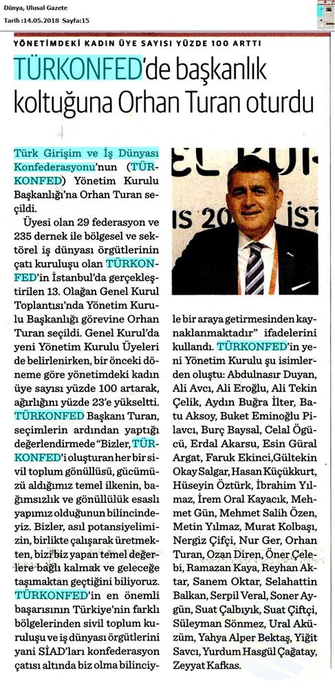 TÜRKONFED 13 Olagan Genel Kurulu Basin Yansimalari 12 Mayis 2018 Istanbul - 20