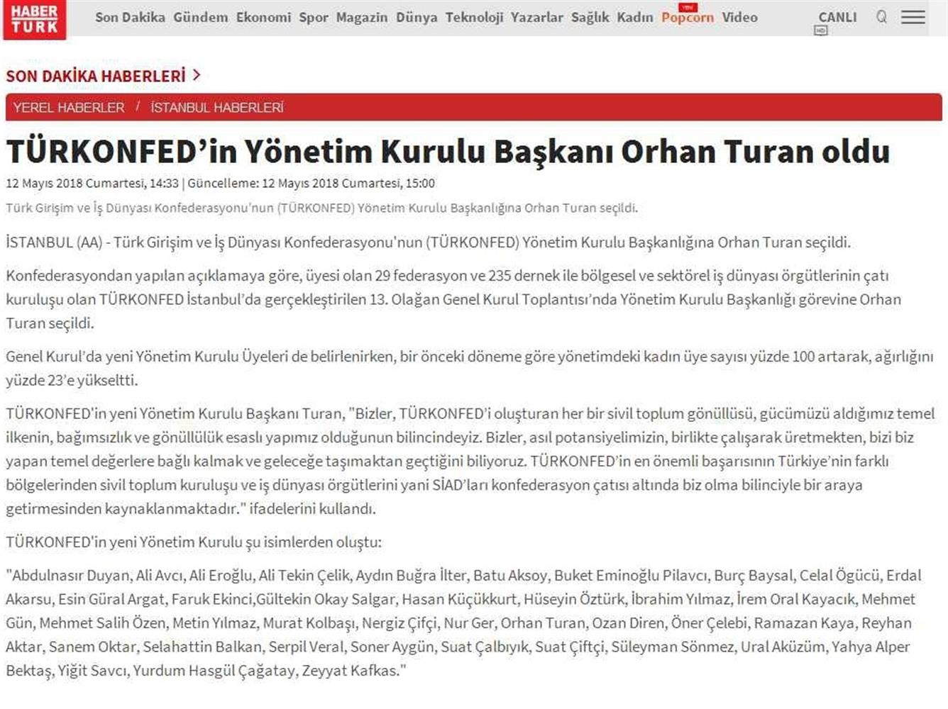 TÜRKONFED 13 Olagan Genel Kurulu Basin Yansimalari 12 Mayis 2018 Istanbul - 24