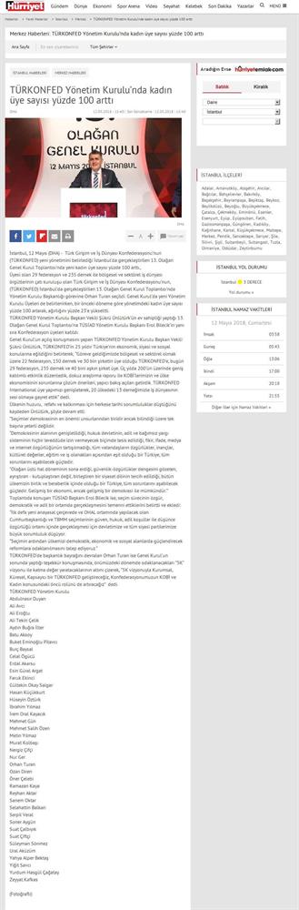 TÜRKONFED 13 Olagan Genel Kurulu Basin Yansimalari 12 Mayis 2018 Istanbul - 27