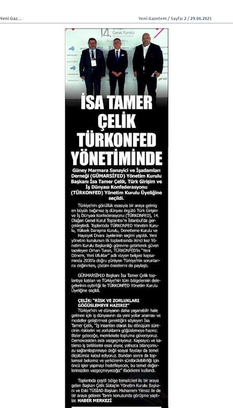 TÜRKONFED 14 Olagan Genel Kurulu Basin Yansimalari 25 Haziran Cuma Istanbul - 15