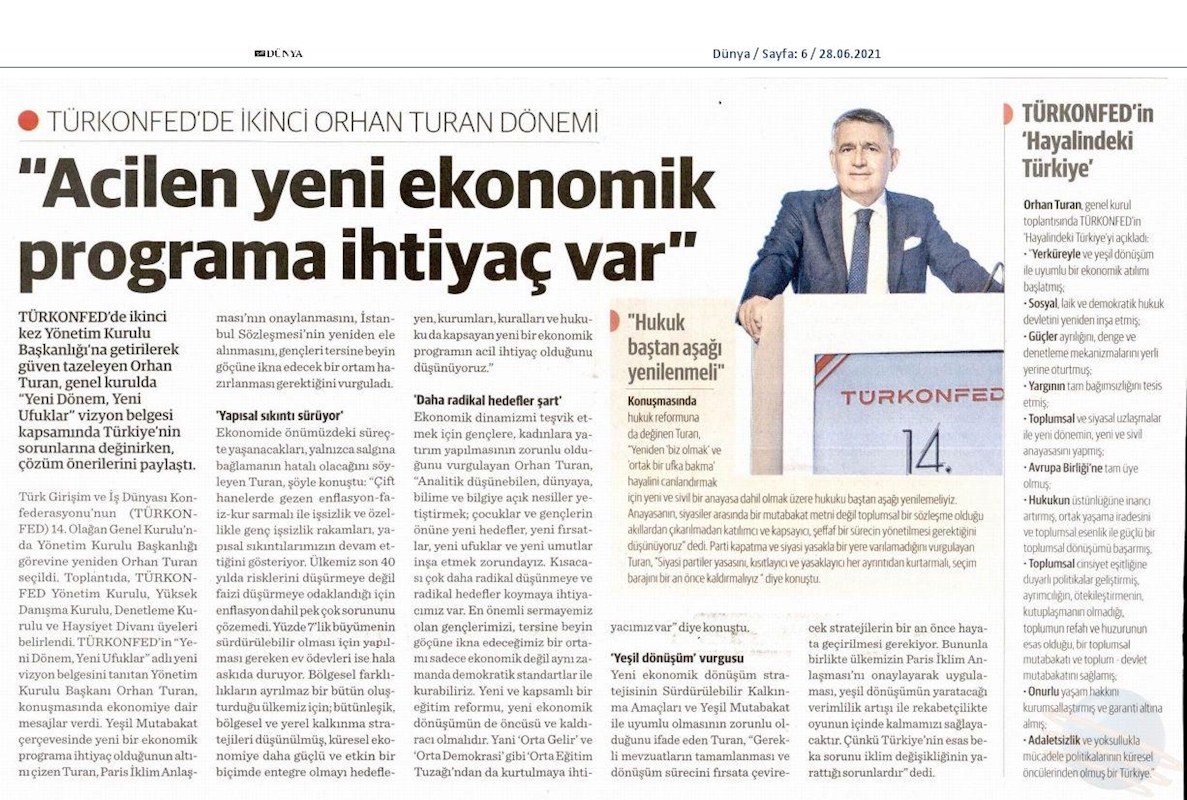 TÜRKONFED 14 Olagan Genel Kurulu Basin Yansimalari 25 Haziran Cuma Istanbul - 21