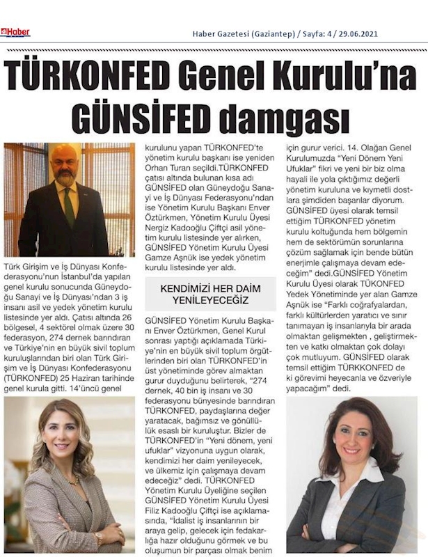 TÜRKONFED 14 Olagan Genel Kurulu Basin Yansimalari 25 Haziran Cuma Istanbul - 31