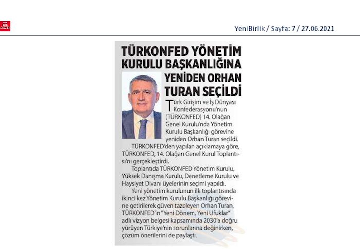 TÜRKONFED 14 Olagan Genel Kurulu Basin Yansimalari 25 Haziran Cuma Istanbul - 33