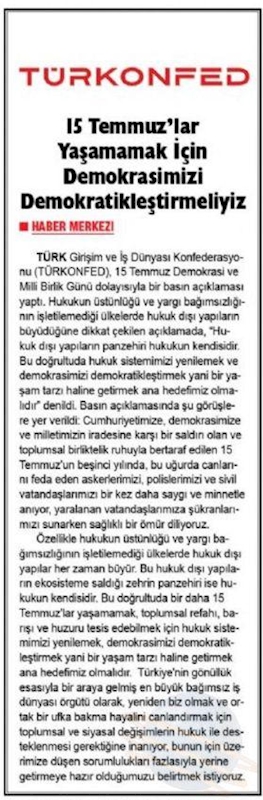 TÜRKONFED 15 Temmuz Basin Aciklamasi Basin Yansimalari 15 Temmuz 2021 - 1