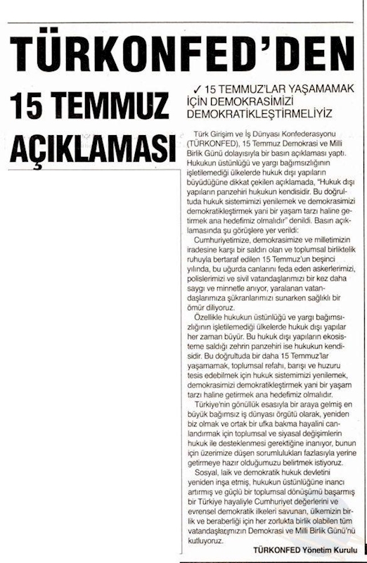 TÜRKONFED 15 Temmuz Basin Aciklamasi Basin Yansimalari 15 Temmuz 2021 - 3