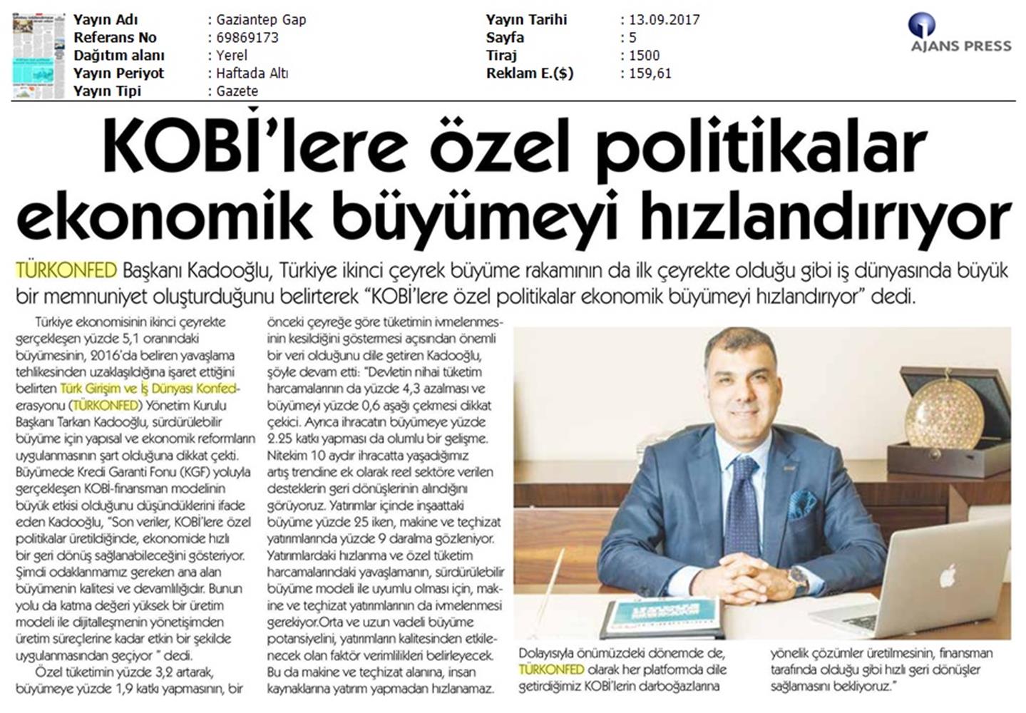 TÜRKONFED 2 Ceyrek Ekonomik Buyume Basin Bulteni Medya Yansimalari12 Eylul 2017 Istanbul - 1