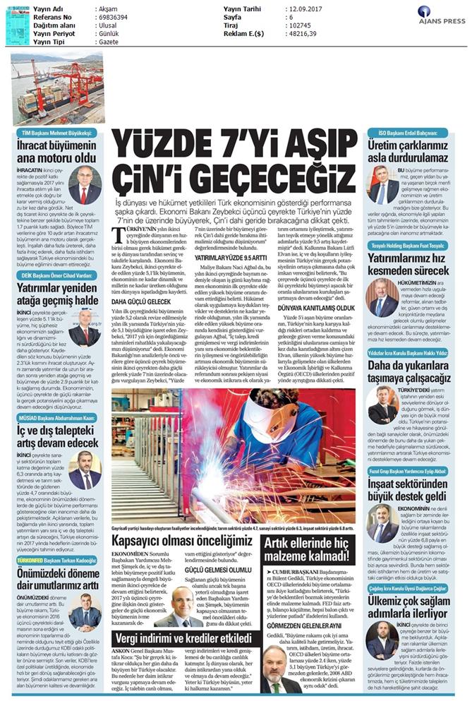 TÜRKONFED 2 Ceyrek Ekonomik Buyume Basin Bulteni Medya Yansimalari12 Eylul 2017 Istanbul - 3
