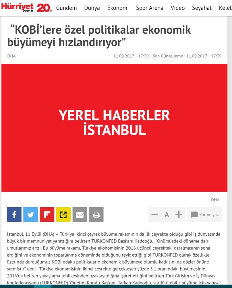 TÜRKONFED 2 Ceyrek Ekonomik Buyume Basin Bulteni Medya Yansimalari12 Eylul 2017 Istanbul - 11