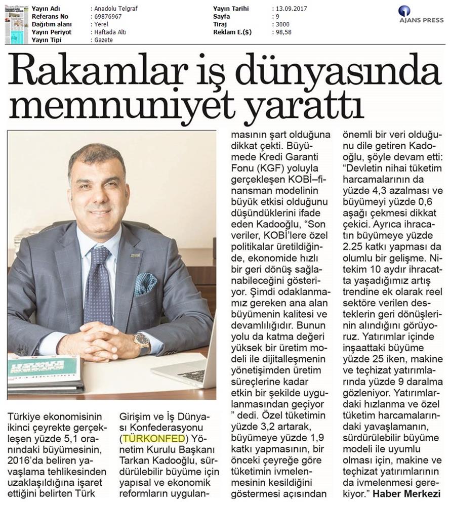 TÜRKONFED 2 Ceyrek Ekonomik Buyume Basin Bulteni Medya Yansimalari12 Eylul 2017 Istanbul - 14