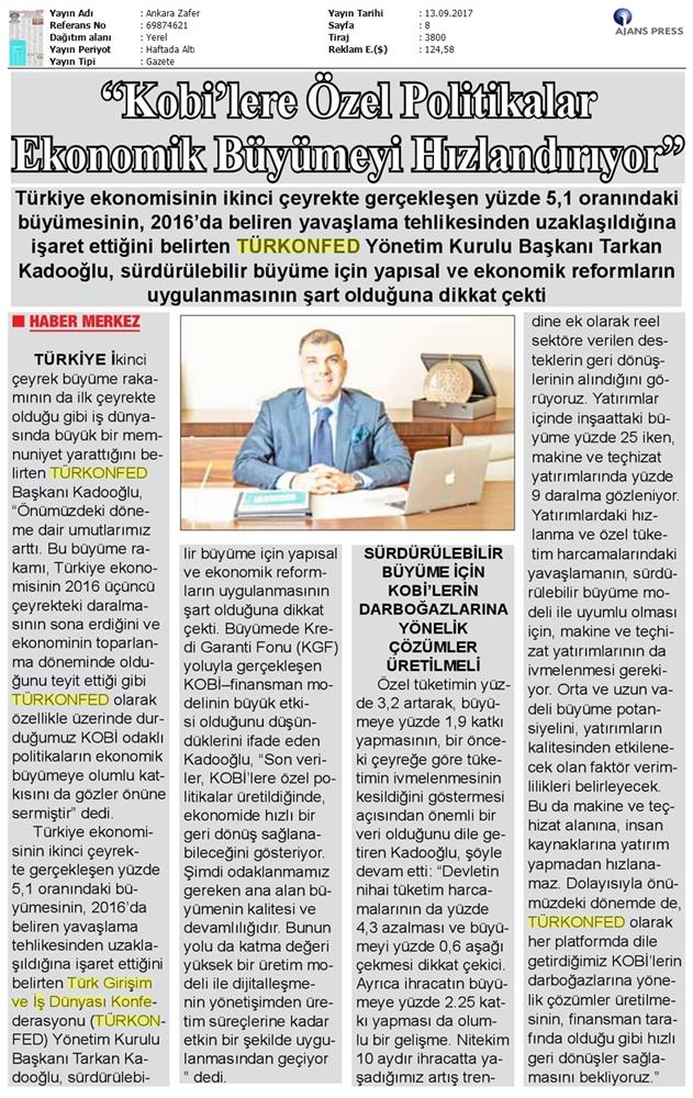 TÜRKONFED 2 Ceyrek Ekonomik Buyume Basin Bulteni Medya Yansimalari12 Eylul 2017 Istanbul - 15