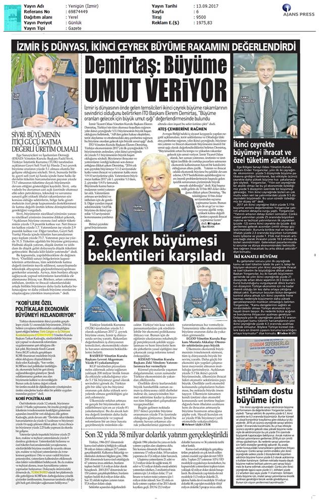 TÜRKONFED 2 Ceyrek Ekonomik Buyume Basin Bulteni Medya Yansimalari12 Eylul 2017 Istanbul - 18