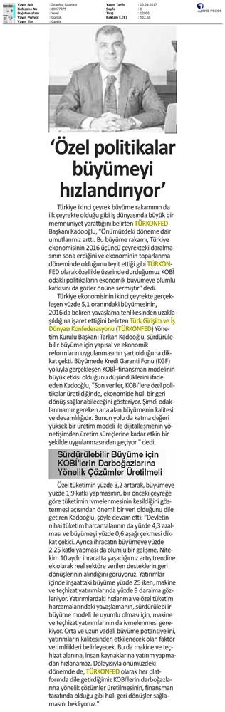 TÜRKONFED 2 Ceyrek Ekonomik Buyume Basin Bulteni Medya Yansimalari12 Eylul 2017 Istanbul - 21