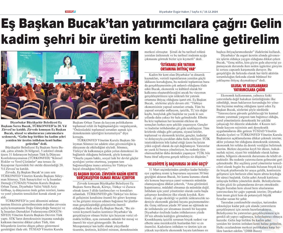 TÜRKONFED 20 Yil Zirvesi 7 Aralik 2024 Diyarbakir - 11