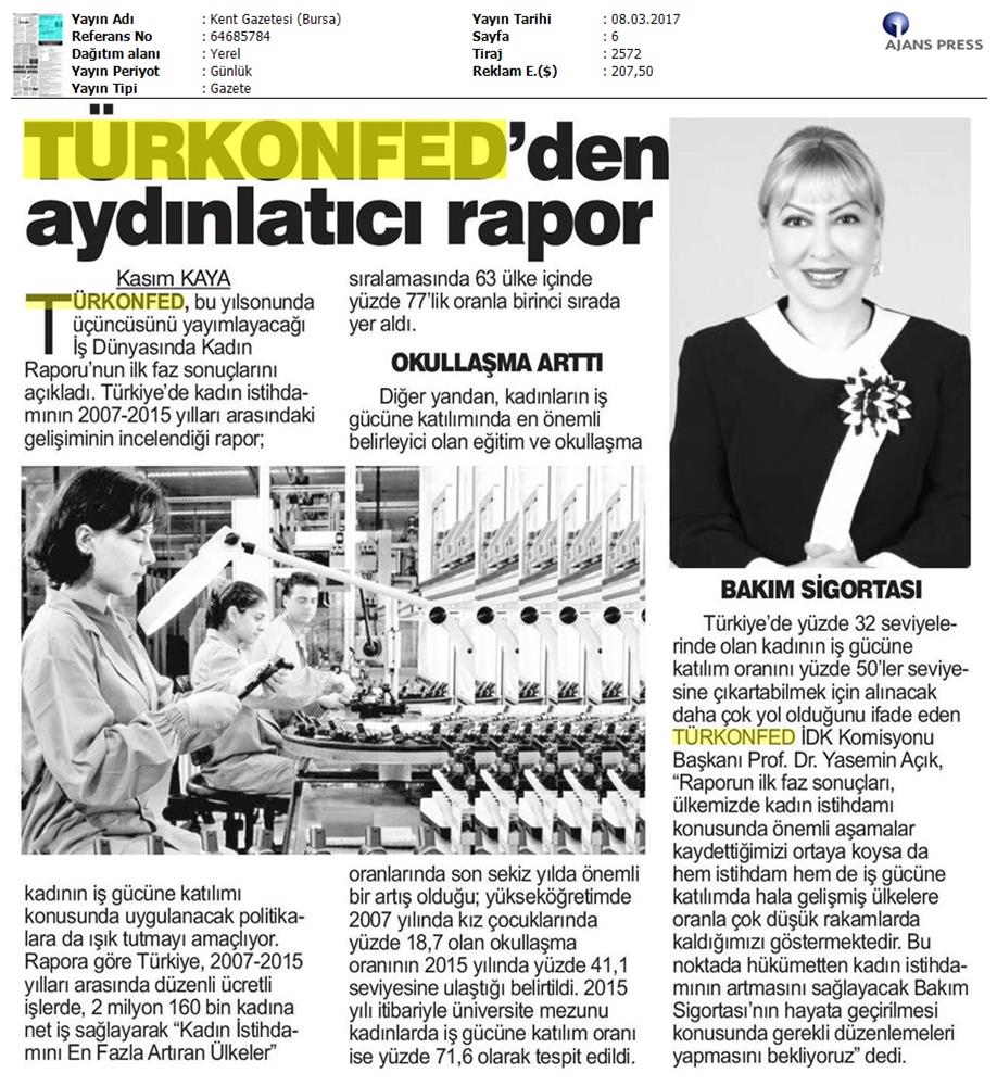 TÜRKONFED 2017 3 Is Dunyasinda Kadin Raporunun Ilk Faz Sonuclari Basin Yansimalari 8 Mart 2017 - 23