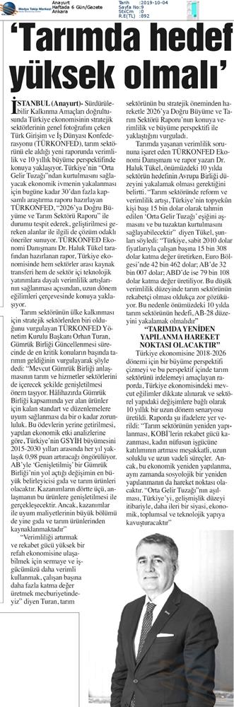 TÜRKONFED 2026ya Dogru Buyume Ve Tarim Sektoru Raporu Medya Yansimalari - 2