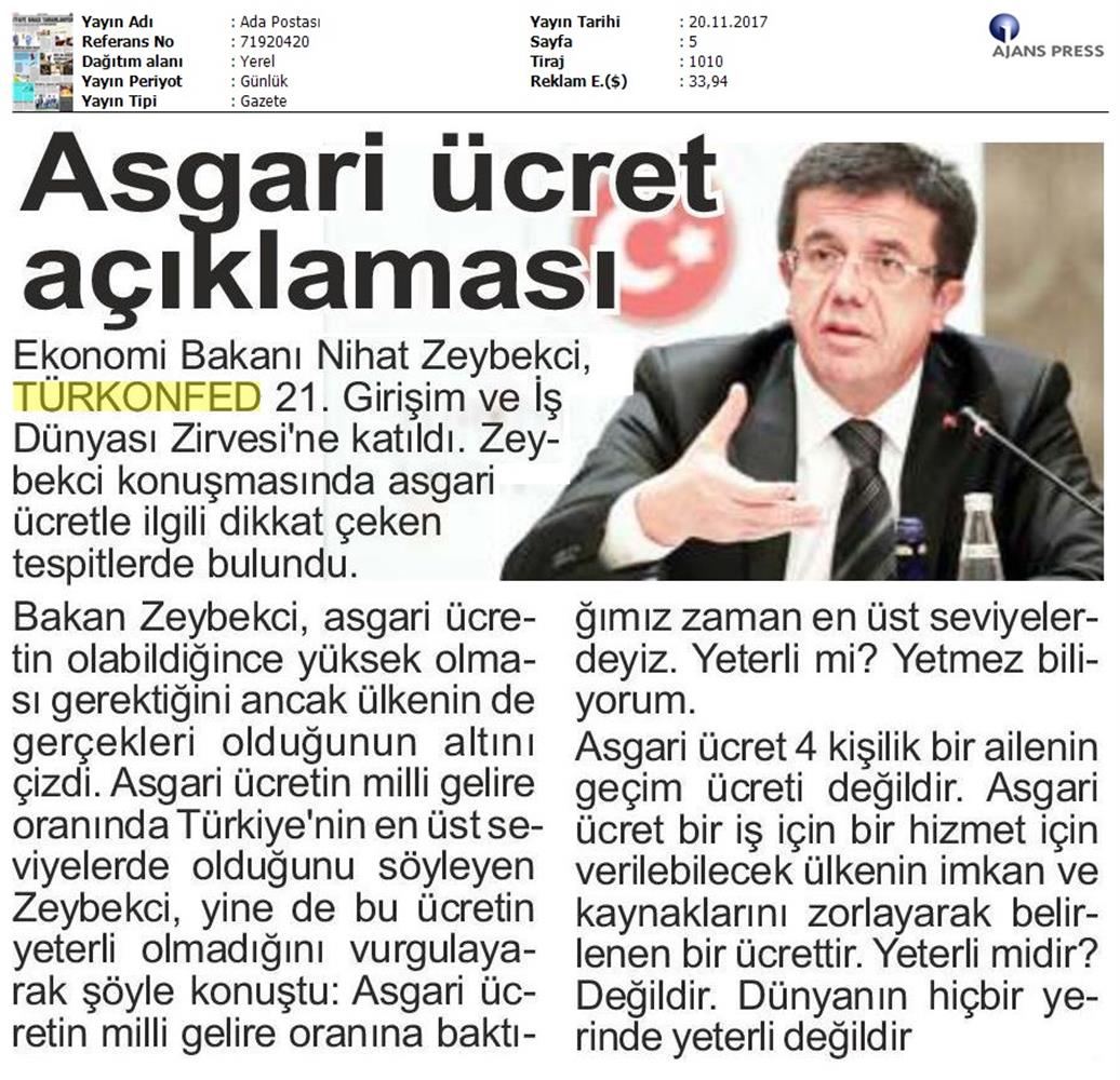 TÜRKONFED 21 Girişim Ve Is Dunyasi Zirvesi Medya Yansimalari 18 Kasim 2017 - 5