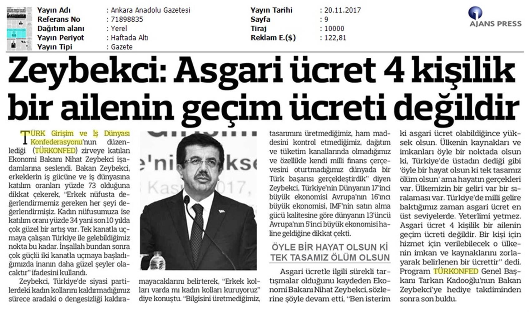 TÜRKONFED 21 Girişim Ve Is Dunyasi Zirvesi Medya Yansimalari 18 Kasim 2017 - 12