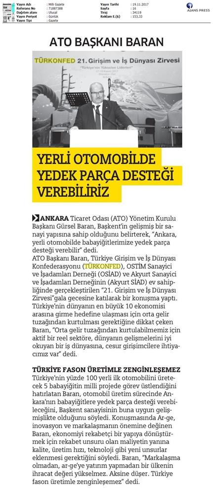 TÜRKONFED 21 Girişim Ve Is Dunyasi Zirvesi Medya Yansimalari 18 Kasim 2017 - 14