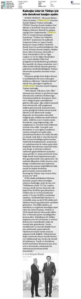 TÜRKONFED 21 Girişim Ve Is Dunyasi Zirvesi Medya Yansimalari 18 Kasim 2017 - 23