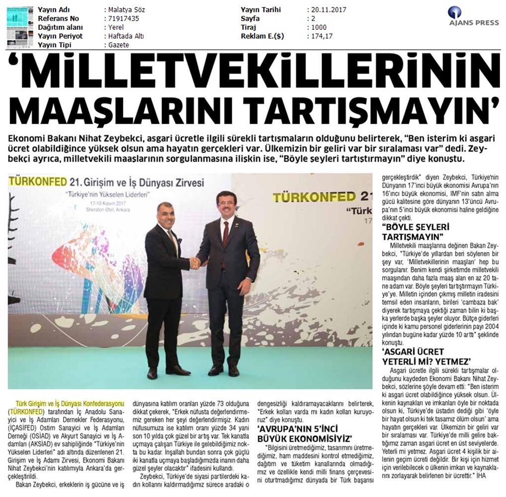 TÜRKONFED 21 Girişim Ve Is Dunyasi Zirvesi Medya Yansimalari 18 Kasim 2017 - 36