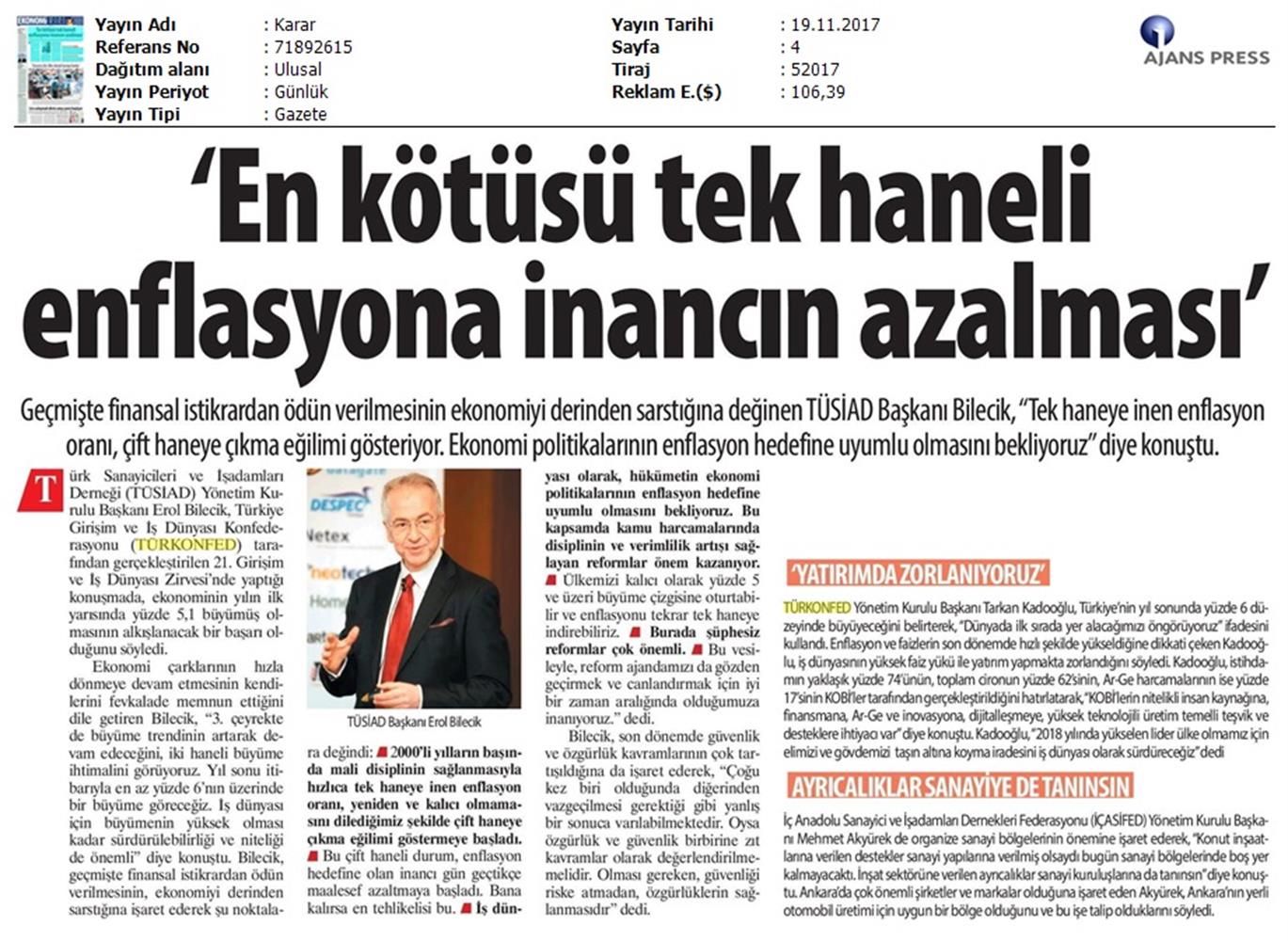 TÜRKONFED 21 Girişim Ve Is Dunyasi Zirvesi Medya Yansimalari 18 Kasim 2017 - 41