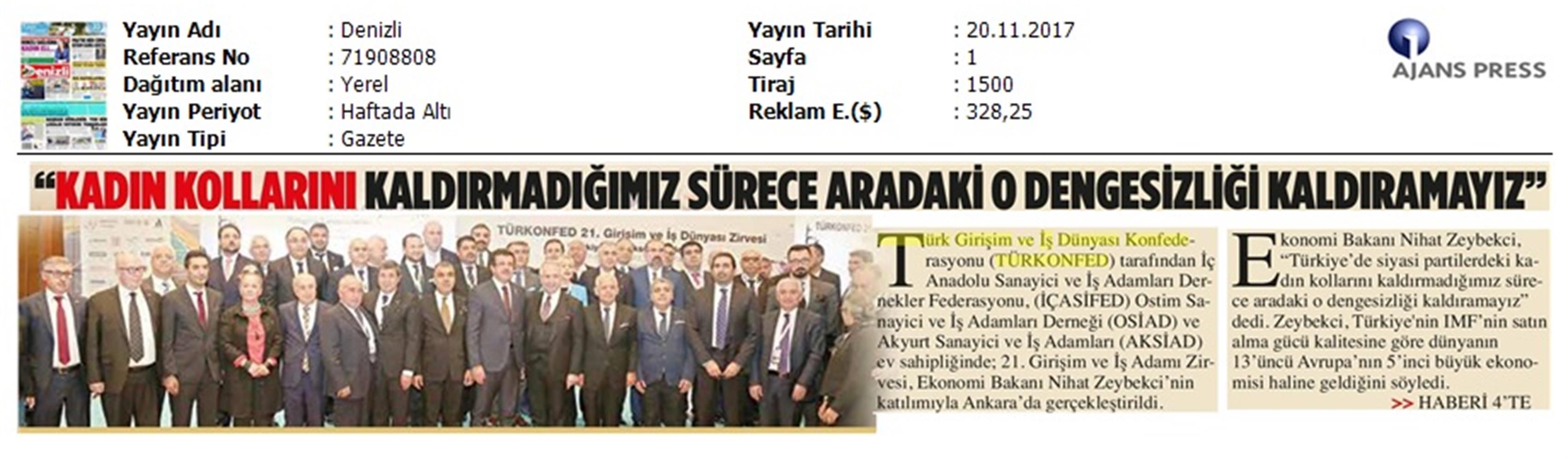 TÜRKONFED 21 Girişim Ve Is Dunyasi Zirvesi Medya Yansimalari 18 Kasim 2017 - 46