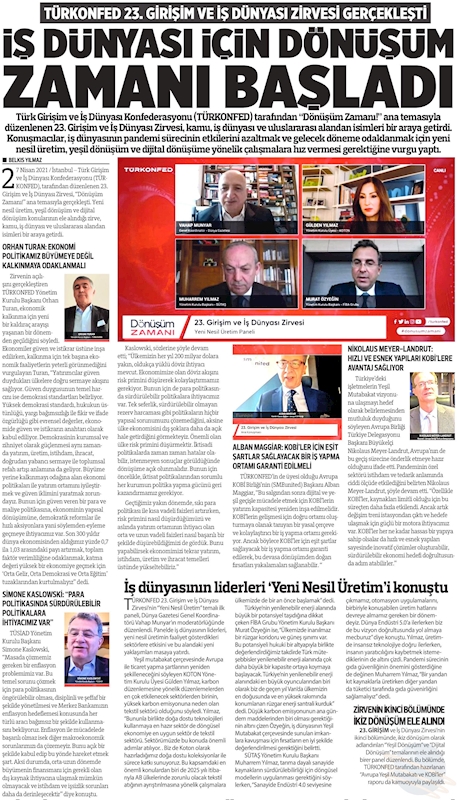 TÜRKONFED 23 Girişim Ve Is Dunyasi Zirvesi Basin Yansimalari 27 Nisan 2021 - 7