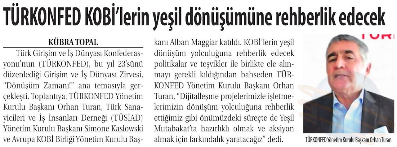 TÜRKONFED 23 Girişim Ve Is Dunyasi Zirvesi Basin Yansimalari 27 Nisan 2021 - 8