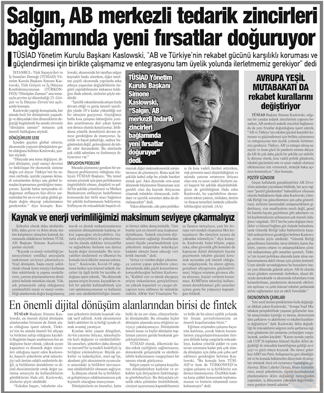 TÜRKONFED 23 Girişim Ve Is Dunyasi Zirvesi Basin Yansimalari 27 Nisan 2021 - 26