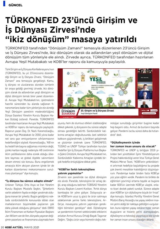 TÜRKONFED 23 Girişim Ve Is Dunyasi Zirvesi Basin Yansimalari 27 Nisan 2021 - 38