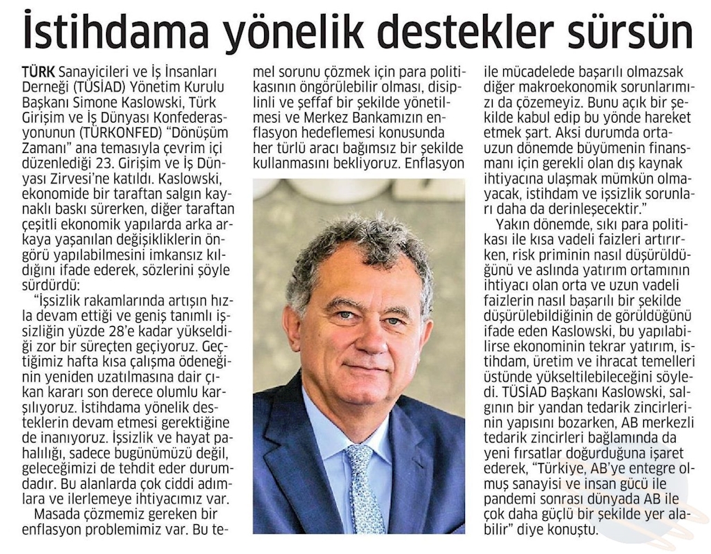 TÜRKONFED 23 Girişim Ve Is Dunyasi Zirvesi Basin Yansimalari 27 Nisan 2021 - 45