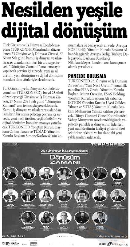 TÜRKONFED 23 Girişim Ve Is Dunyasi Zirvesi Basin Yansimalari 27 Nisan 2021 - 48