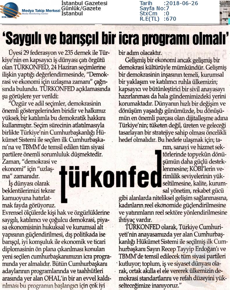 TÜRKONFED 24 Haziran Cumhurbaskanligi Hukumet Sistemi Ve Milletvekilligi Secimleri Aciklamasi - 11