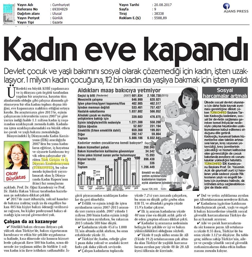 TÜRKONFED 3 Is Dunyasinda Kadin Raporu Ii Faz Basin Bulteni Medya Yansimalari 20 Agustos 2017 - 7
