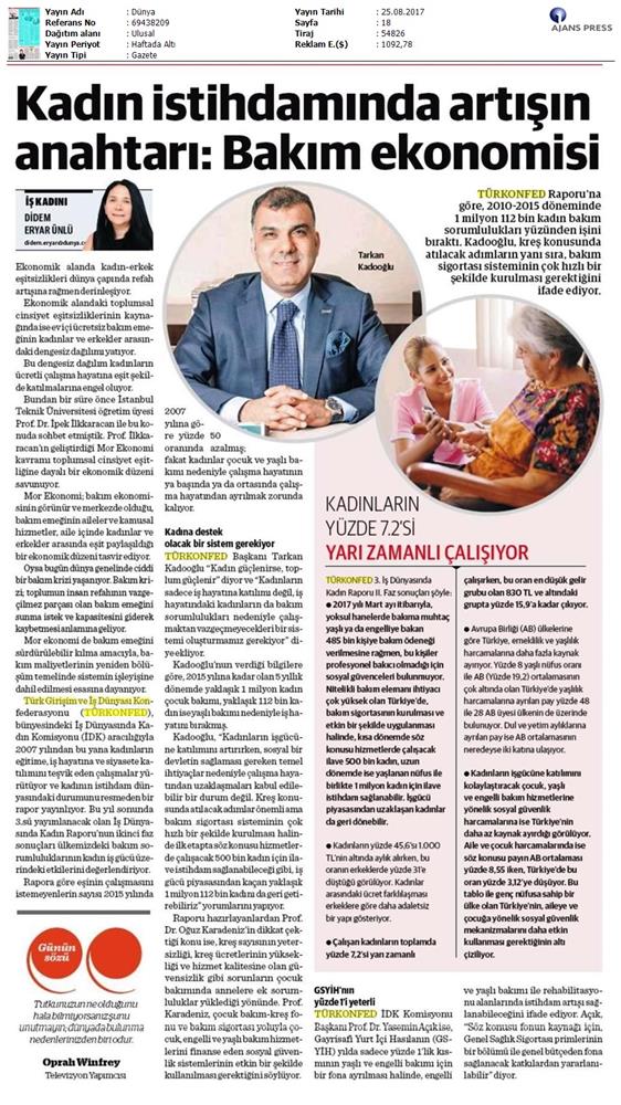 TÜRKONFED 3 Is Dunyasinda Kadin Raporu Ii Faz Basin Bulteni Medya Yansimalari 20 Agustos 2017 - 8