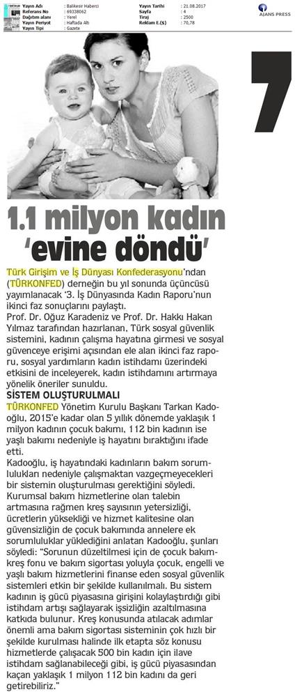 TÜRKONFED 3 Is Dunyasinda Kadin Raporu Ii Faz Basin Bulteni Medya Yansimalari 20 Agustos 2017 - 36