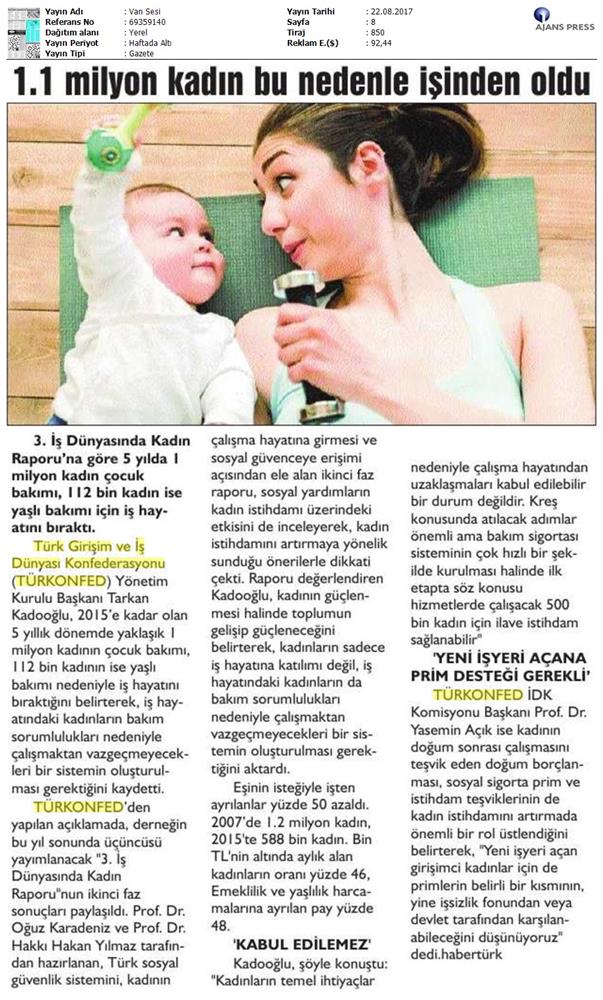 TÜRKONFED 3 Is Dunyasinda Kadin Raporu Ii Faz Basin Bulteni Medya Yansimalari 20 Agustos 2017 - 38