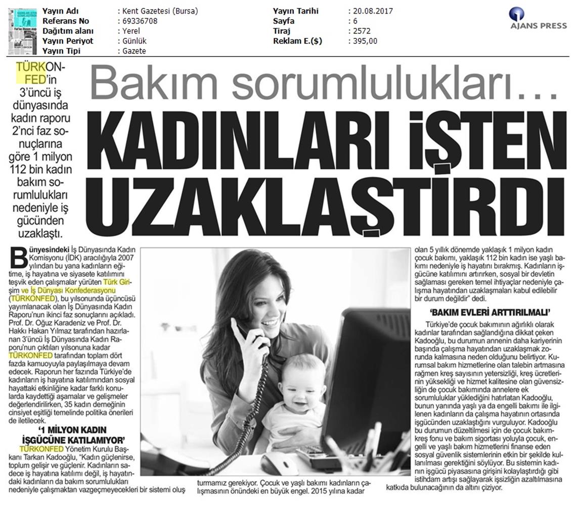 TÜRKONFED 3 Is Dunyasinda Kadin Raporu Ii Faz Basin Bulteni Medya Yansimalari 20 Agustos 2017 - 39