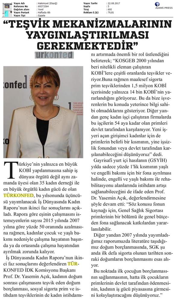 TÜRKONFED 3 Is Dunyasinda Kadin Raporu Ii Faz Basin Bulteni Medya Yansimalari 20 Agustos 2017 - 40